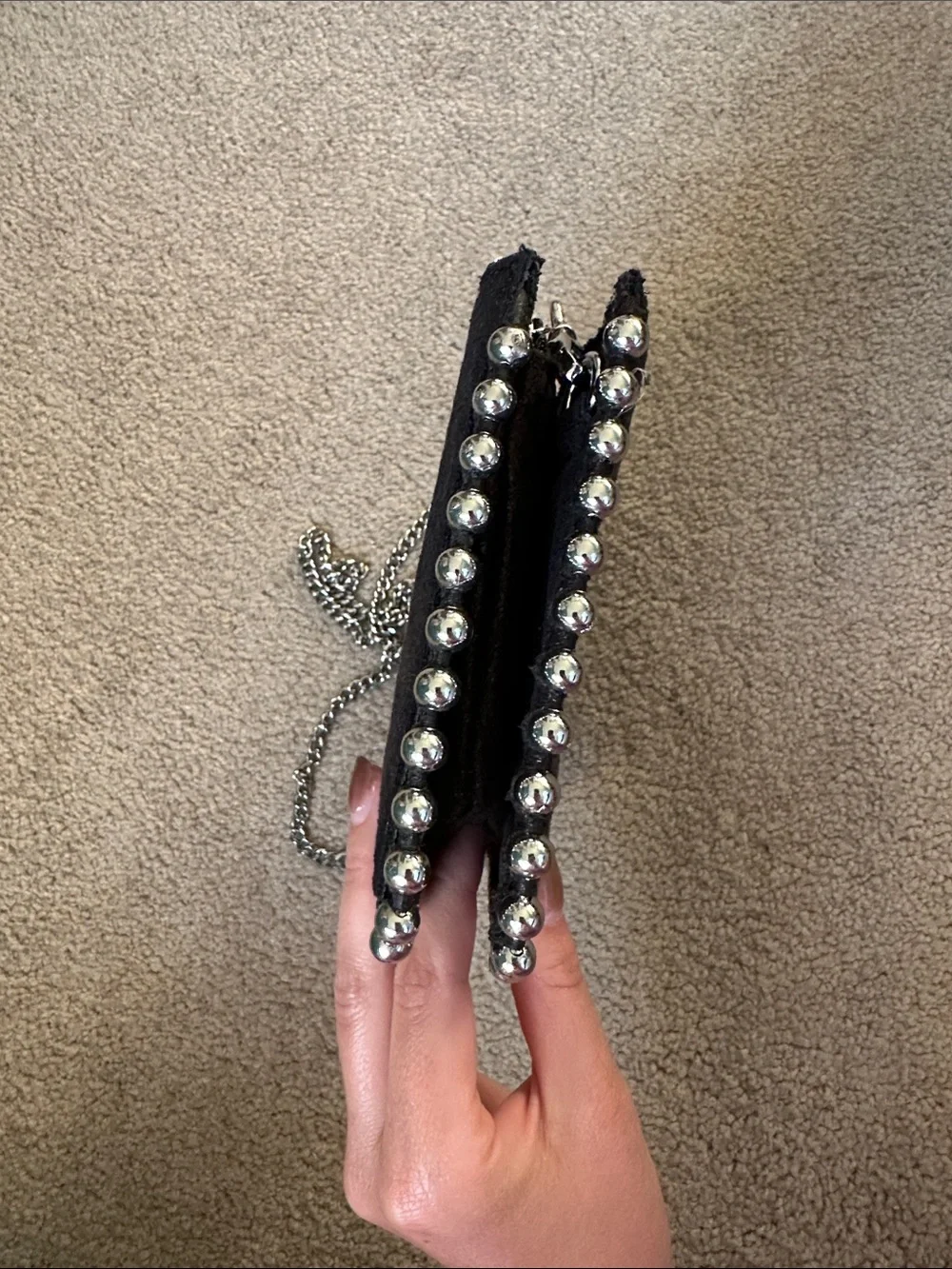 Zara Black Chain Crossbody Clutch with Stud Trim - Picture 4 of 10